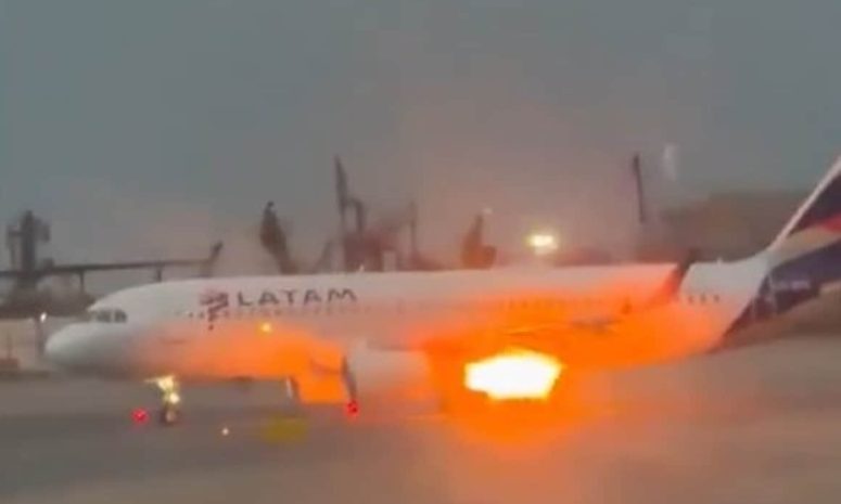 Se incendia motor de avión de LATAM previo al despegue en Lima, Perú